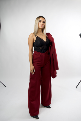 Burgundy red trousers